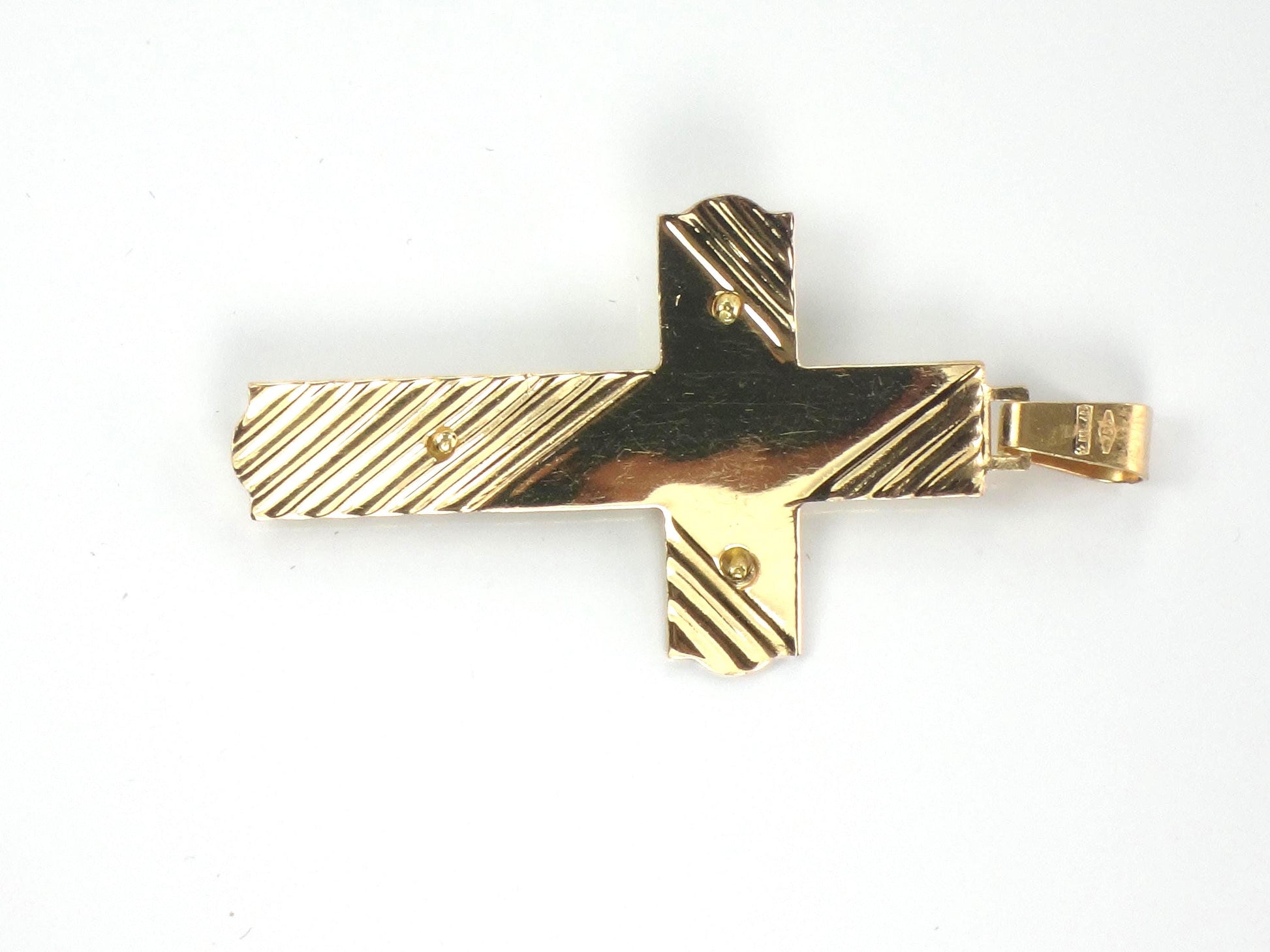 Vintage Large 18k Yellow Gold Crucifix Cross Pendant: Italian, Men's