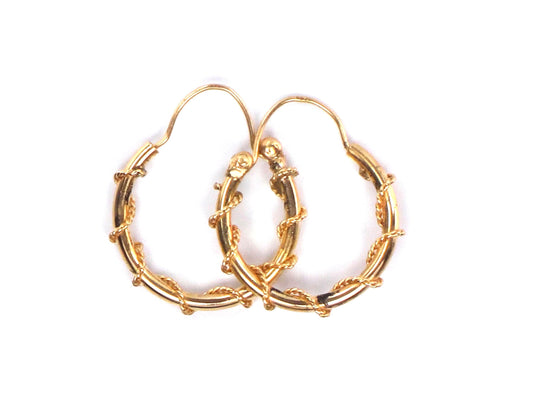Vintage 14k Yellow Gold Round Twist Hoop Earrings, 5/8"