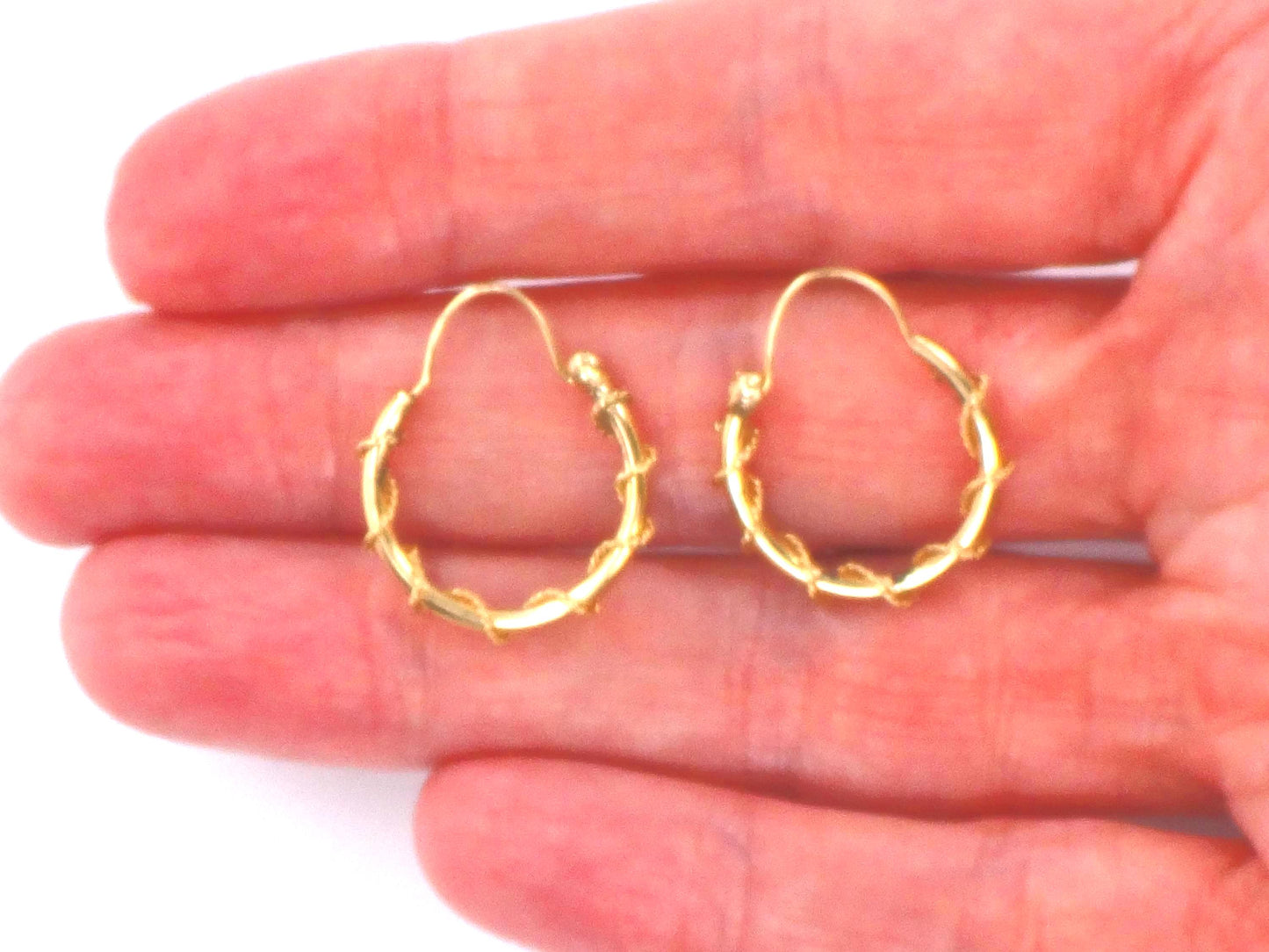 Vintage 14k Yellow Gold Round Twist Hoop Earrings, 5/8"