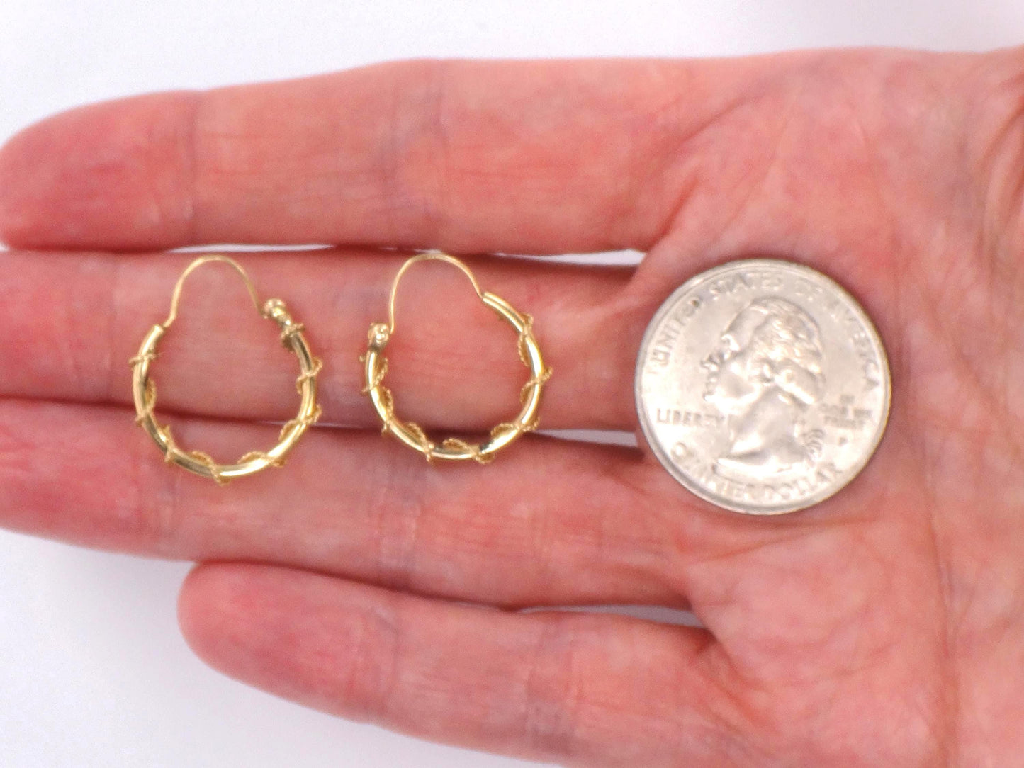 Vintage 14k Yellow Gold Round Twist Hoop Earrings, 5/8"