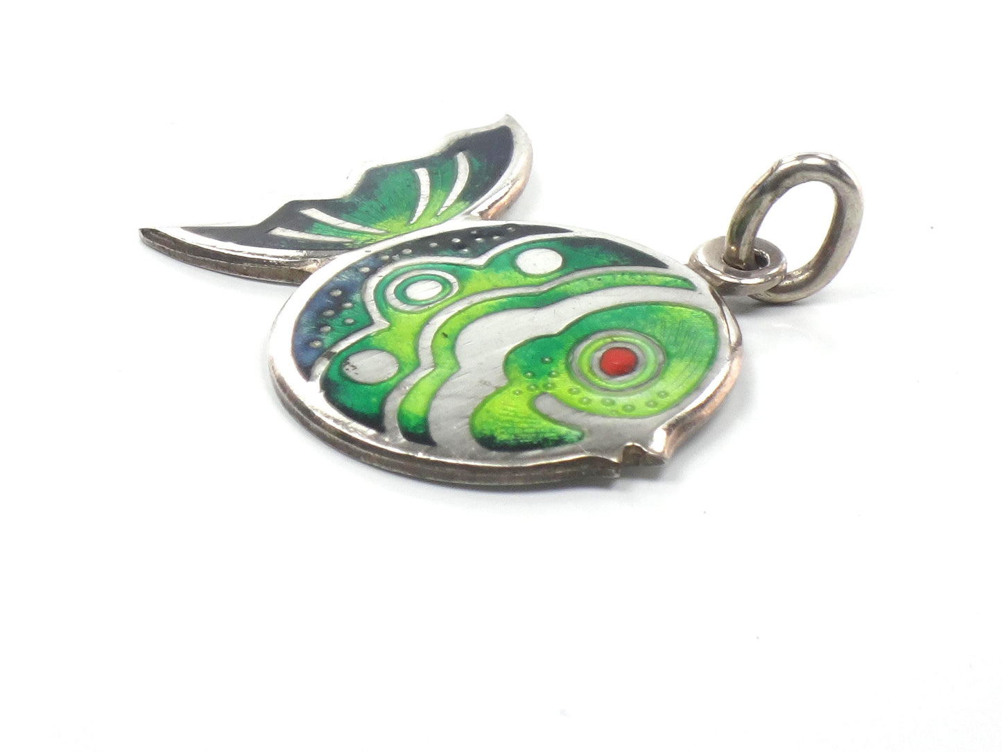 Vintage Sterling Silver Cloisonne Fish Pendant: Made in Italy