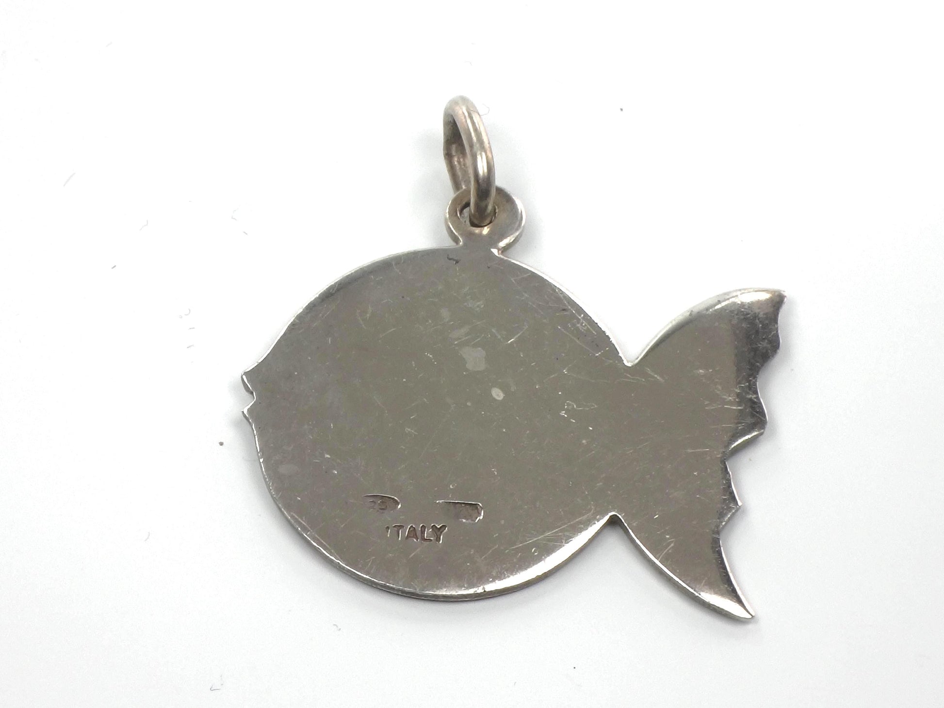 Vintage Sterling Silver Cloisonne Fish Pendant: Made in Italy