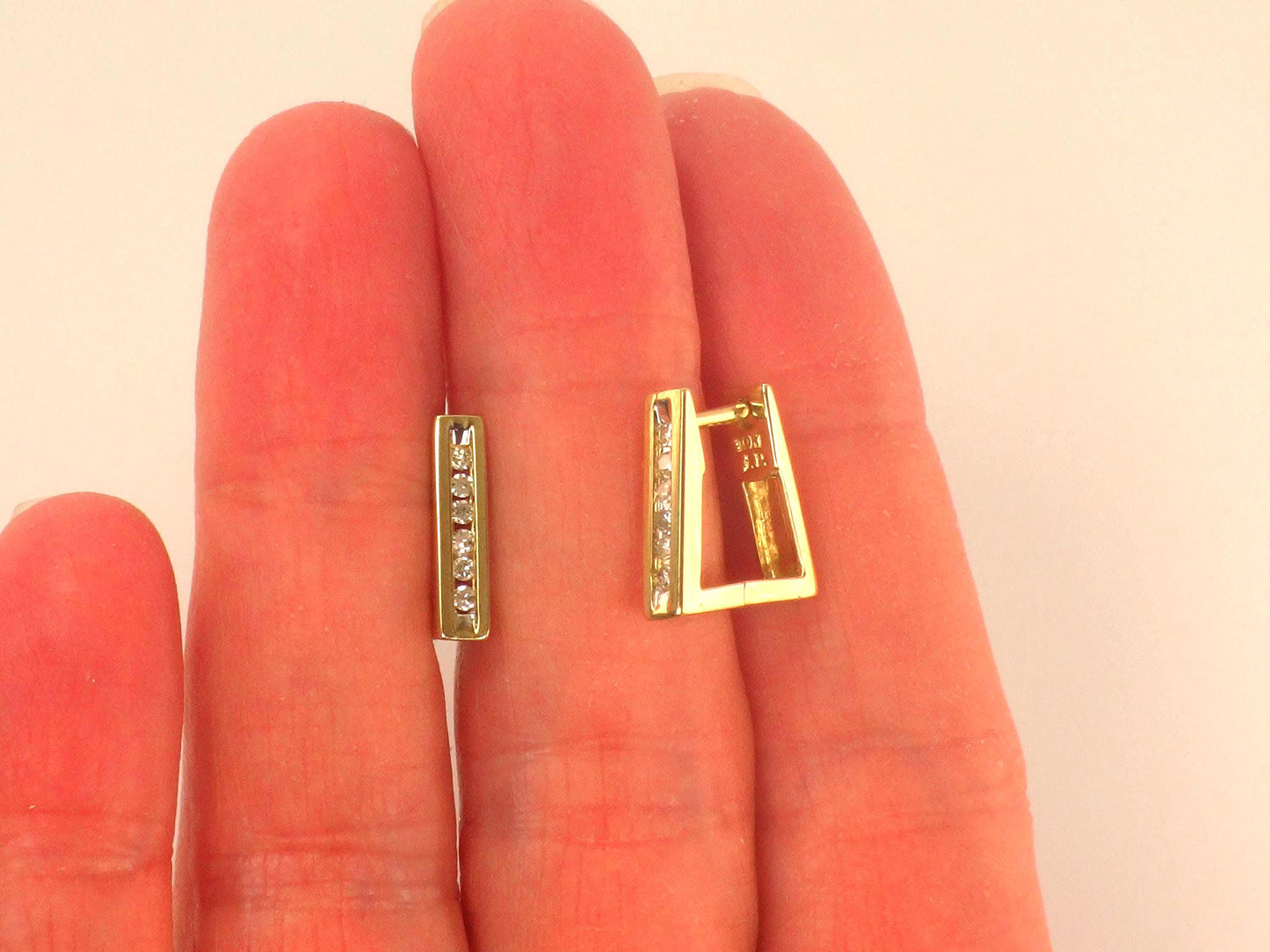 Vintage 10k Yellow Gold Diamond Huggie Style Earrings