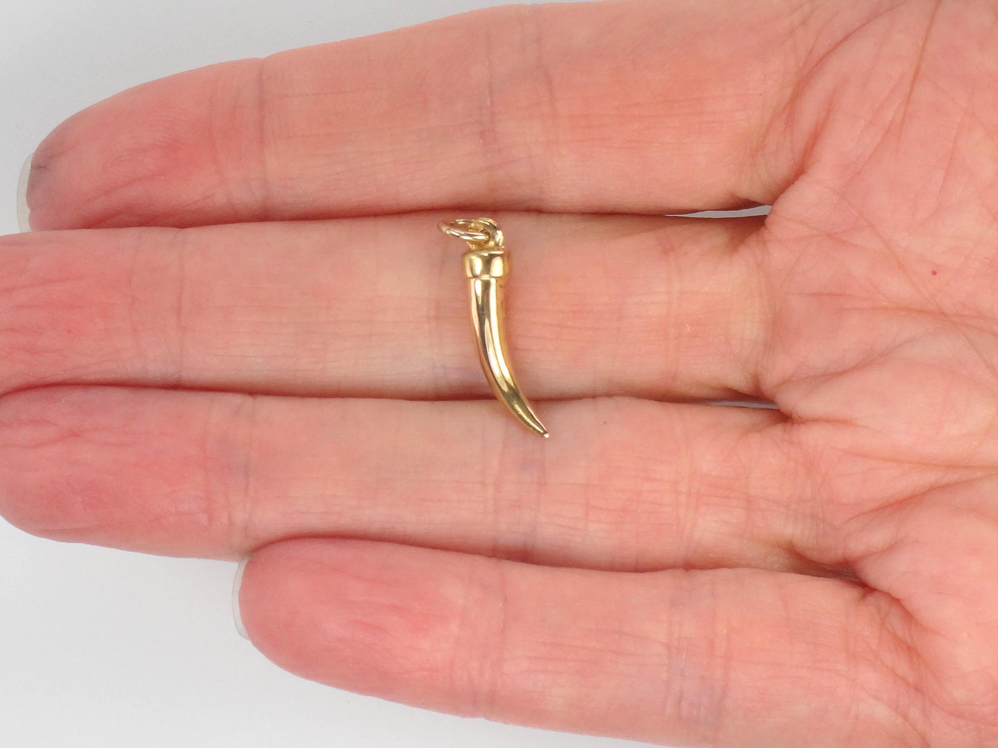 Vintage Yellow Gold Italian Horn Pendant, Good Luck Charm, Cornicello Amulet Talisman, Portugal 19.2k Jewelry