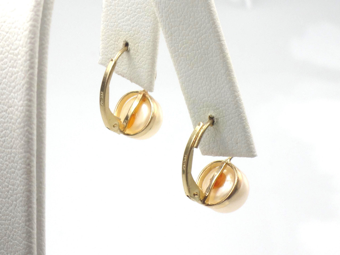 Vintage 14k Gold Pearl Earrings with Lever Backs, Bridal Earrings