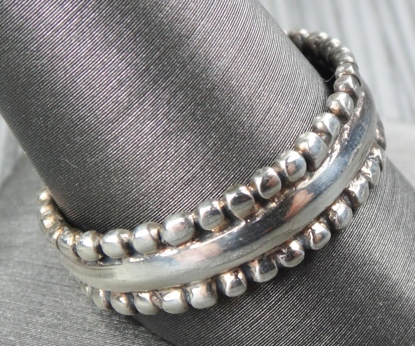 Vintage Large Handmade Sterling Silver Band Unisex Wide Wedding Ring 7mm Size 11.5