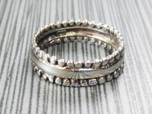 Vintage Large Handmade Sterling Silver Band Unisex Wide Wedding Ring 7mm Size 11.5
