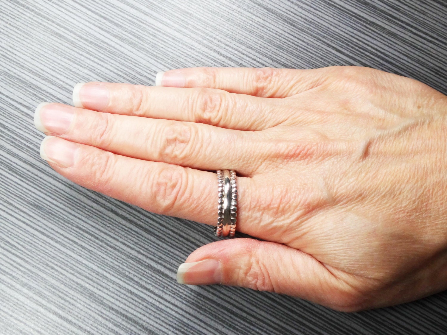 Vintage Large Handmade Sterling Silver Band Unisex Wide Wedding Ring 7mm Size 11.5