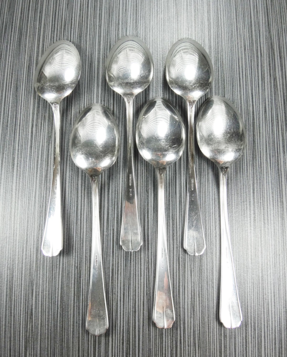 Art Deco Sterling Silver Spoons Vintage Weidlich Bros Sterling Teaspoons - Set of Six Lenox Pattern Teaspoons