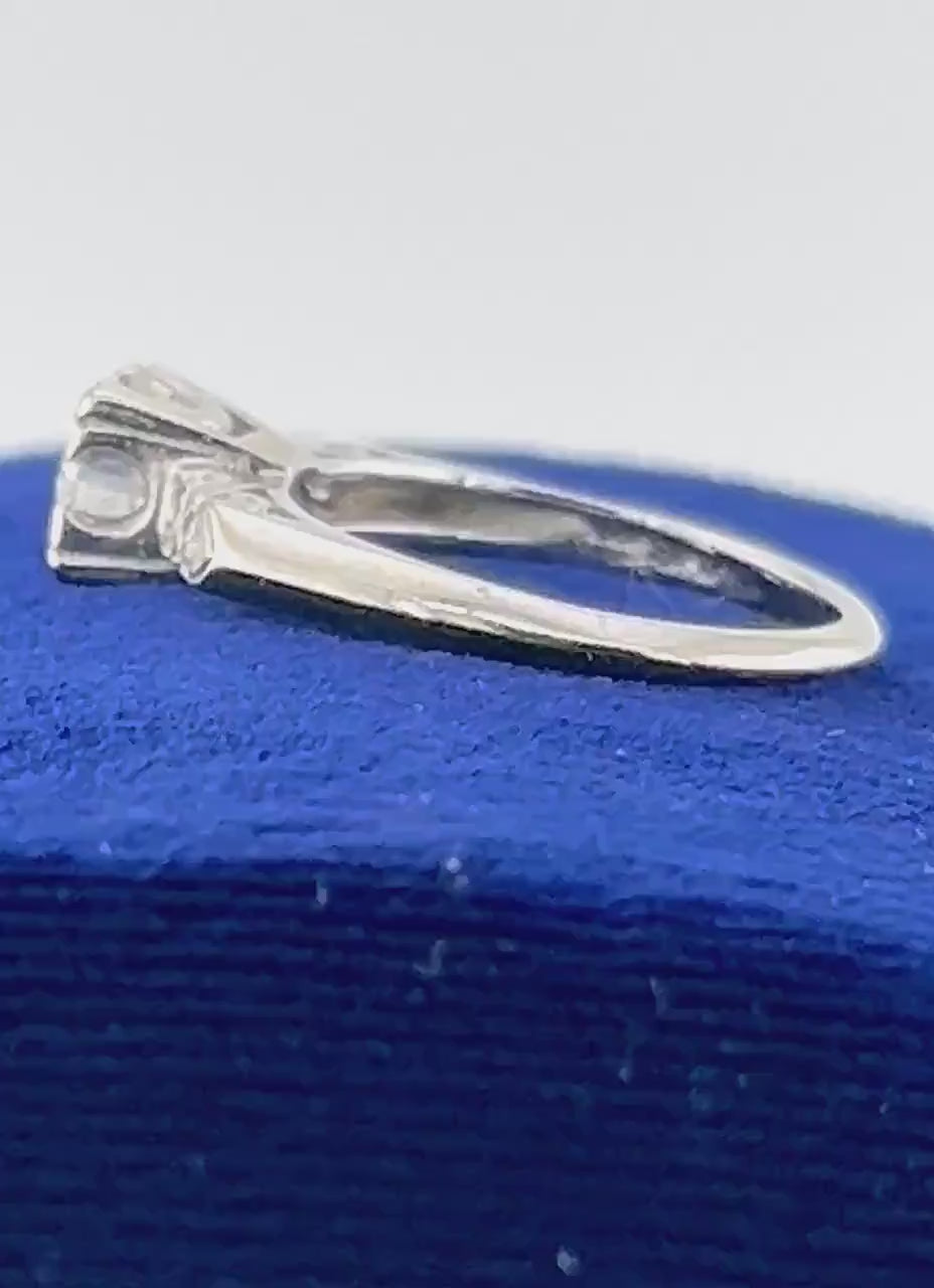 Vintage 14k White Gold Natural Diamond Engagement Ring Transitional European Cut Diamond - Size 8