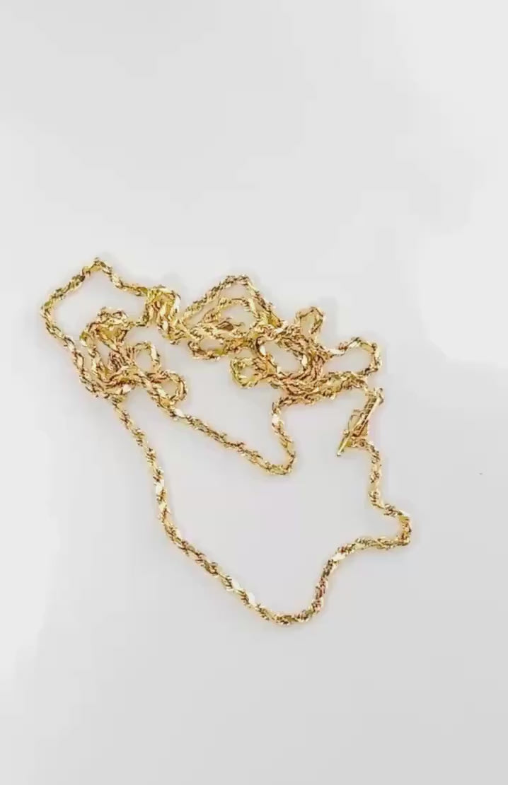 Vintage 14k Yellow Gold Diamond Cut Rope Chain 24"