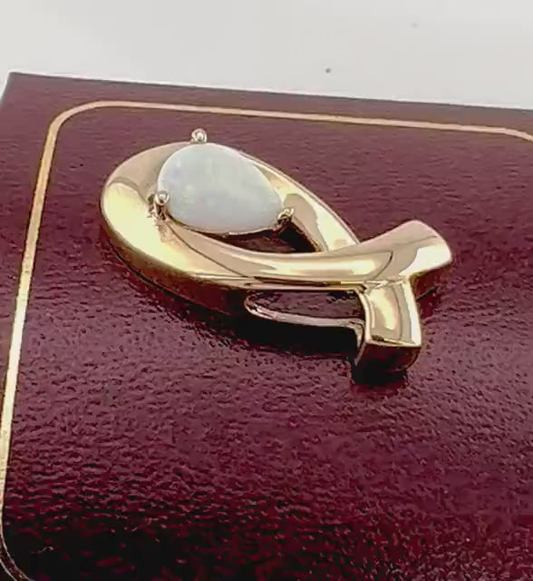 Vintage Large 14k Yellow Gold Natural Opal Slide Pendant