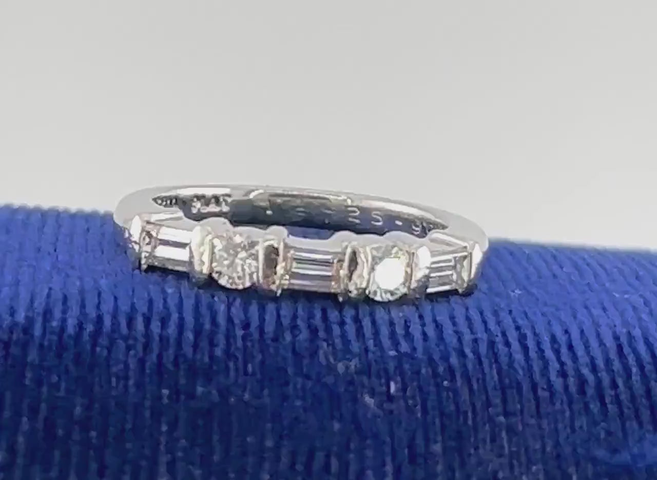 Vintage Martin Flyer Platinum Diamond Wedding Band: Baguette & Round Cut, 1 CT TDW