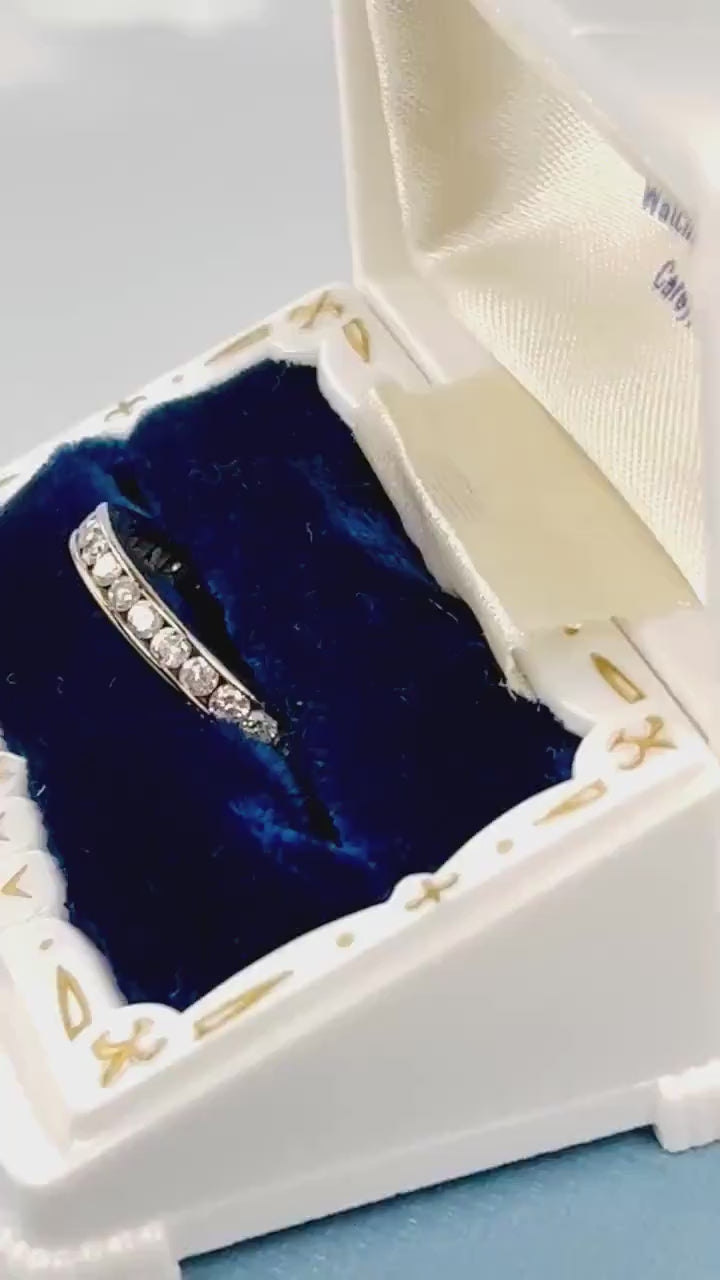 Vintage 14k White Gold Diamond Eternity Band Ring, 1 Carat, Size 7