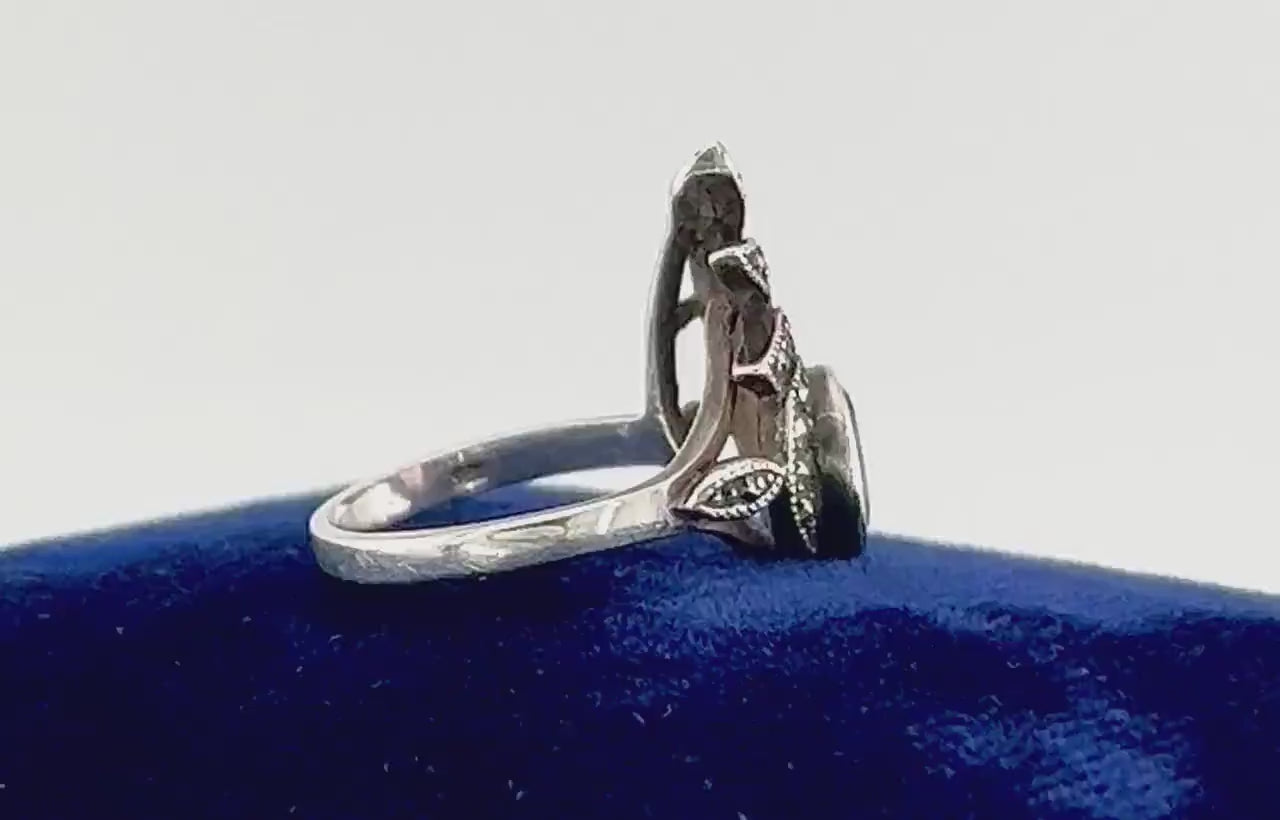 Vintage Sterling Silver Amethyst and Marcasite Ring, Purple February Birthstone Ring, Size 6.75