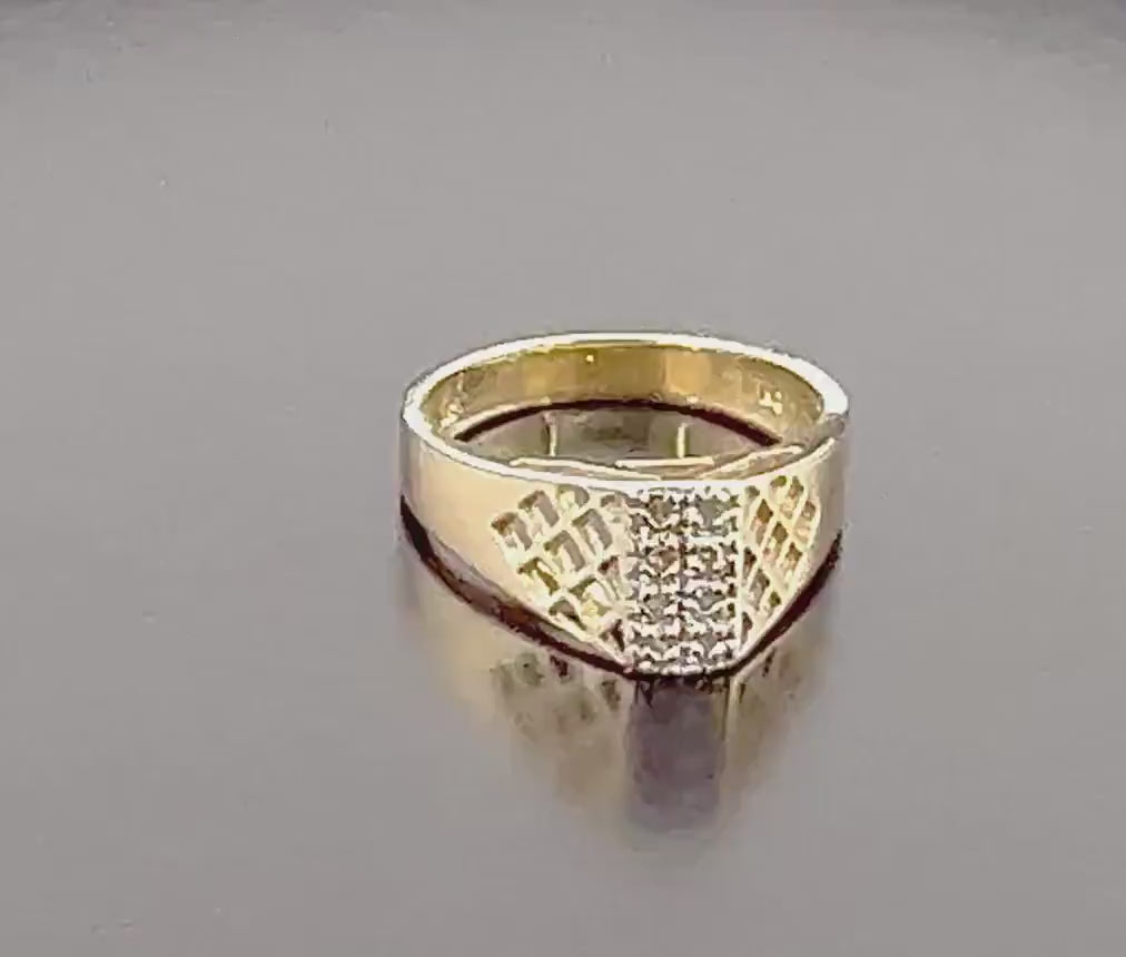 Vintage 14k Yellow Gold Natural Diamond Pierced Band Ring Size 5.75