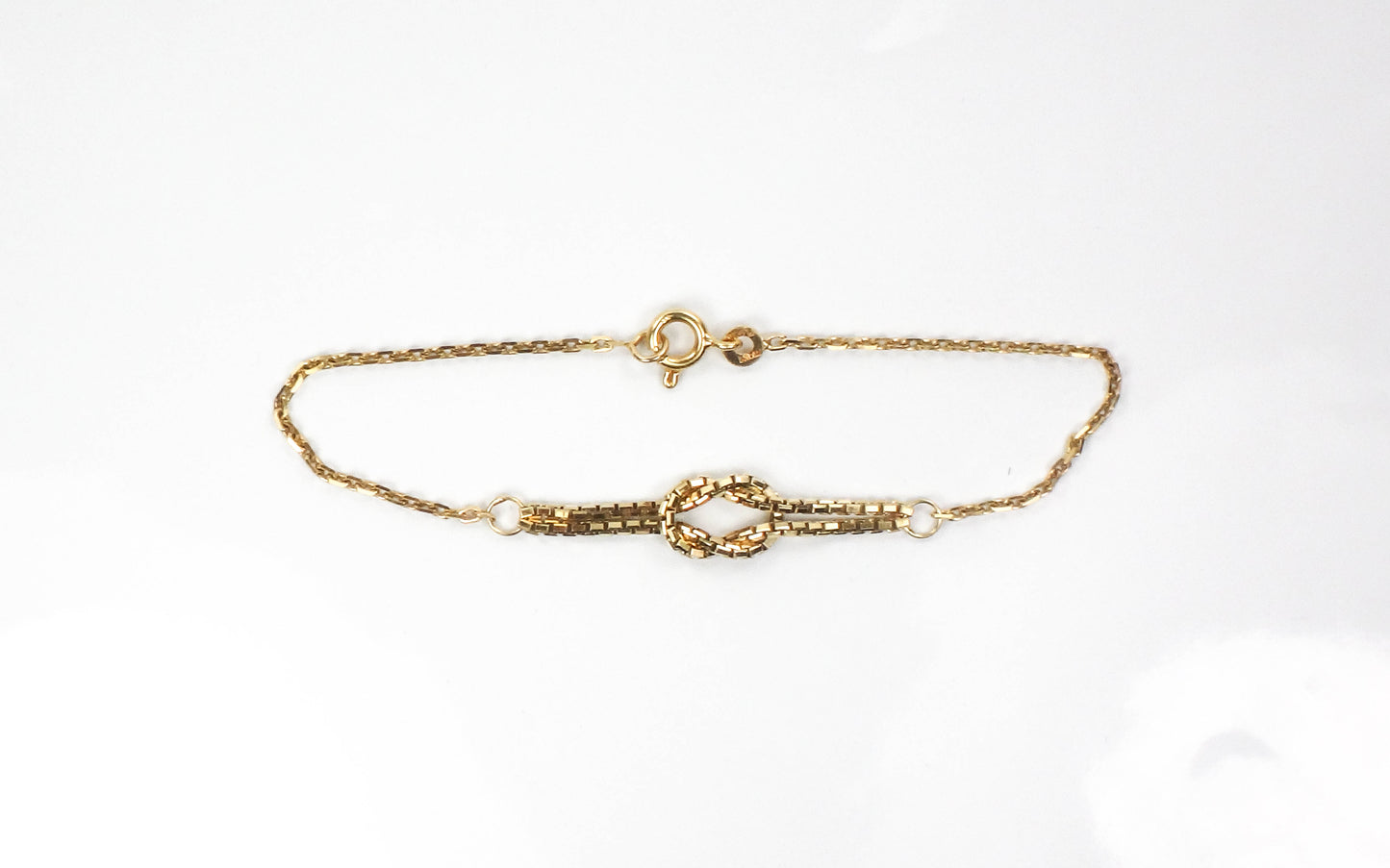 Vintage Solid 14k Yellow Gold Lovers Knot Bracelet 7"