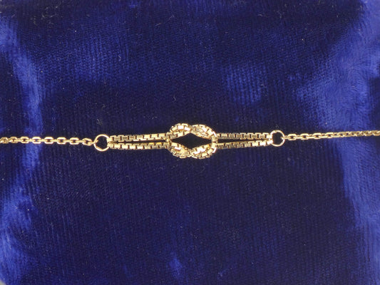 Vintage Solid 14k Yellow Gold Lovers Knot Bracelet 7"