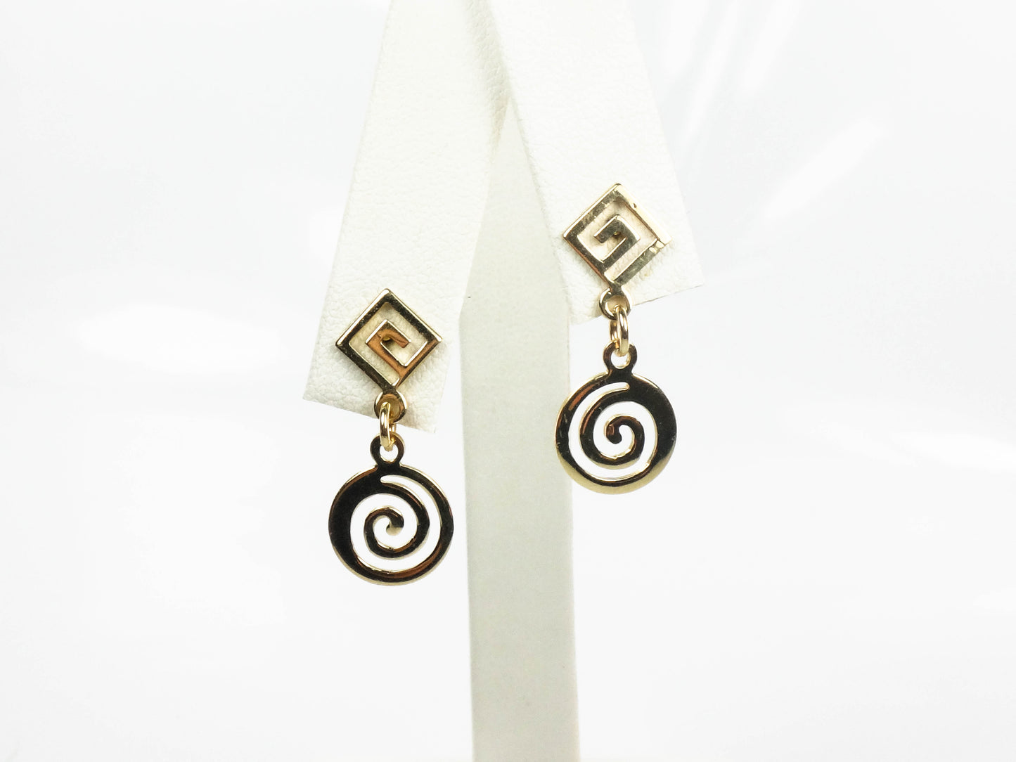 Vintage Solid 14k Yellow Gold Swirl Dangle Earrings