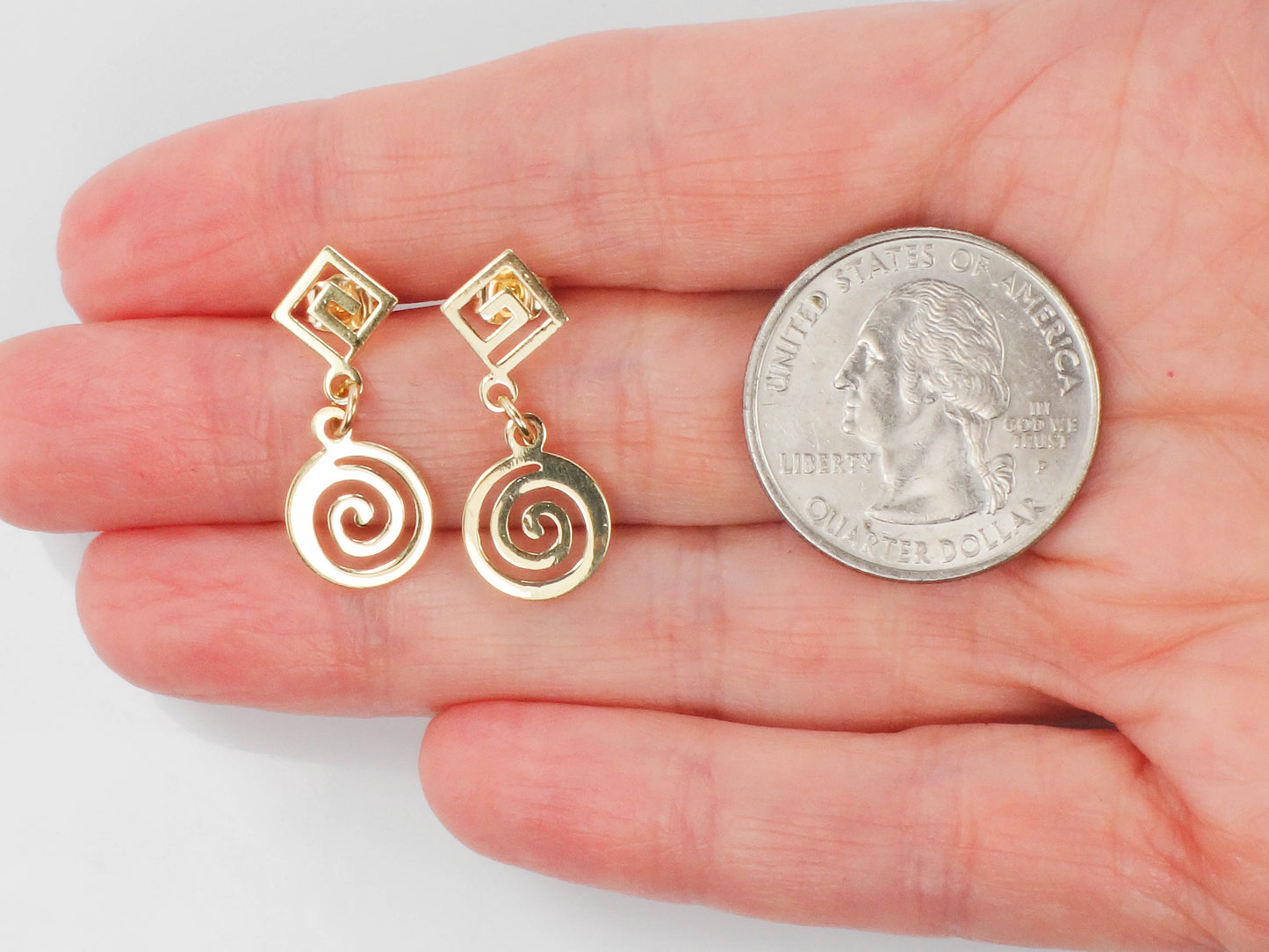 Vintage Solid 14k Yellow Gold Swirl Dangle Earrings