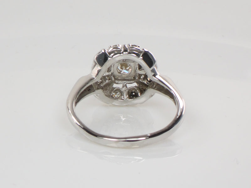 Vintage 14k White Gold Diamond Halo Engagement Ring, Approx 1/3 Carat TDW Diamond Cluster Ring