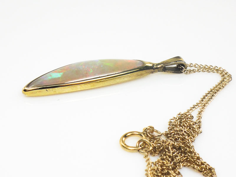 Vintage Gold Filled Large Natural Opal Pendant Necklace 18"