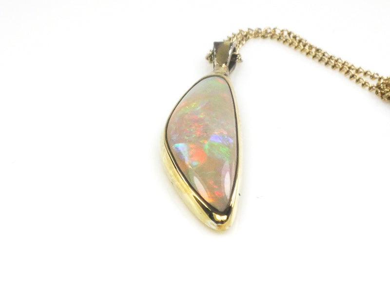 Vintage Gold Filled Large Natural Opal Pendant Necklace 18"