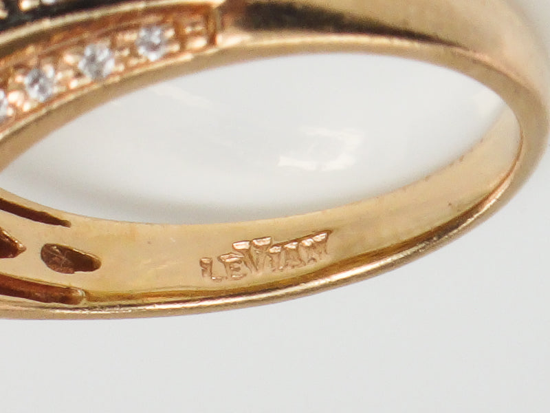 Vintage Le Vian 14k Rose Gold Smoky Quartz and Diamond Ring Size 7