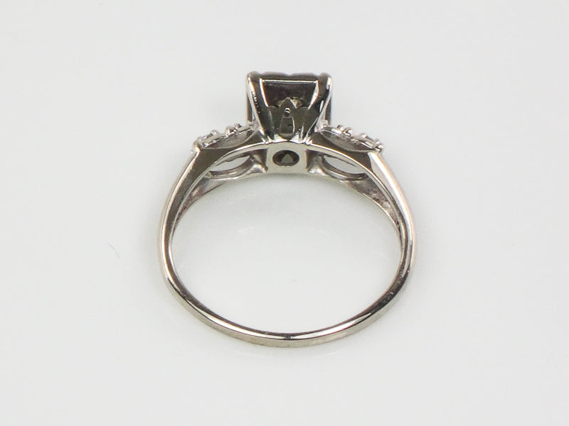 Vintage 14k White Gold Round Cut Natural Diamond Engagement Ring Circa 1950's Size 5