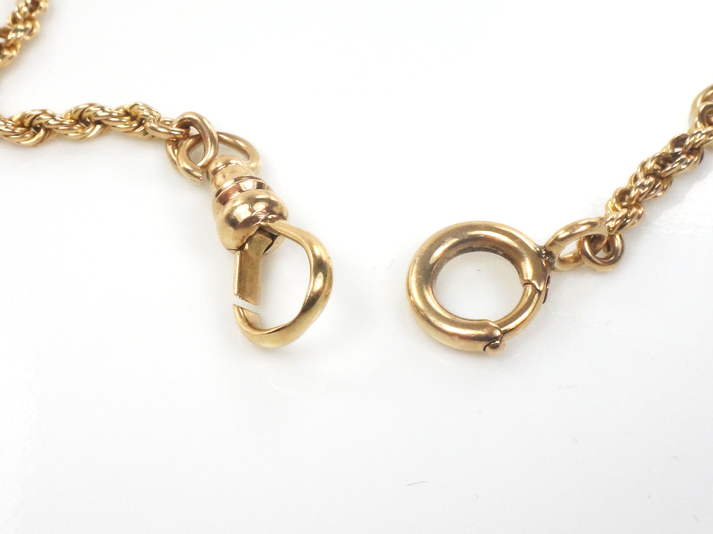 Antique 14k Yellow Gold Watch Chain, Victorian Albert Pocket Watch Chain with T-Bar 10.5"