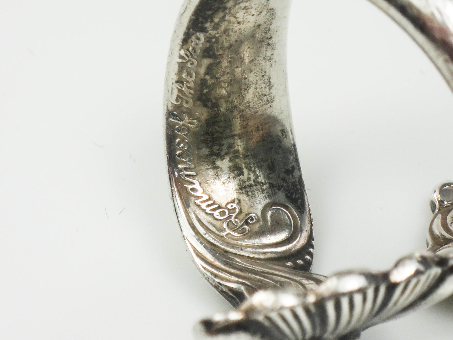 Vintage Wallace Romance of The Sea Sterling Silver Spoon Ring with Shell and Ocean Waves