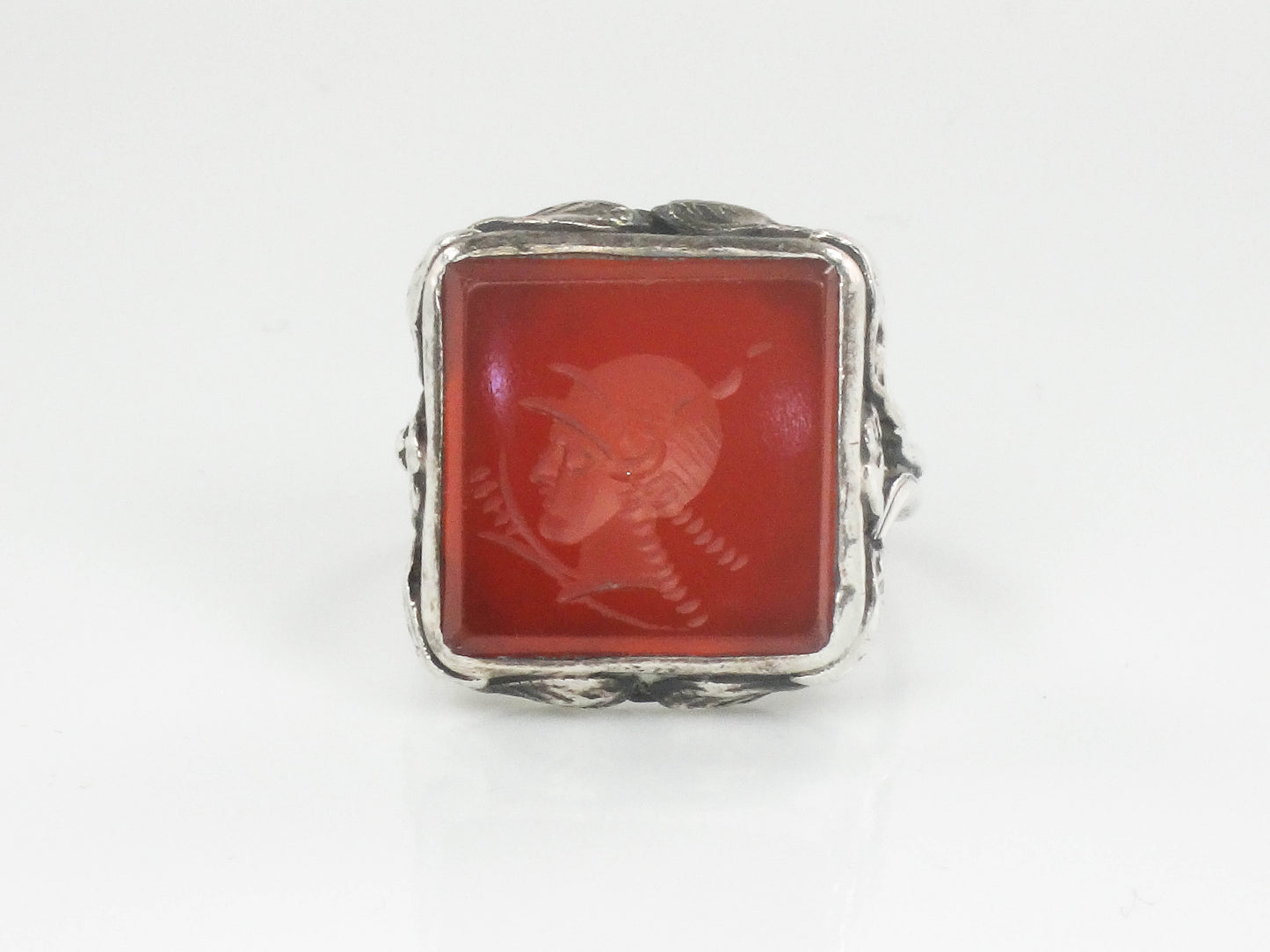 Vintage Antique Sterling Silver Carnelian Intaglio Ring, Ladies Size 5.75