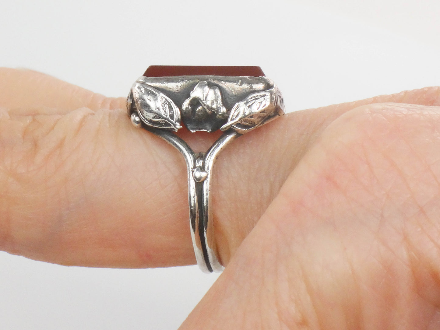 Vintage Antique Sterling Silver Carnelian Intaglio Ring, Ladies Size 5.75