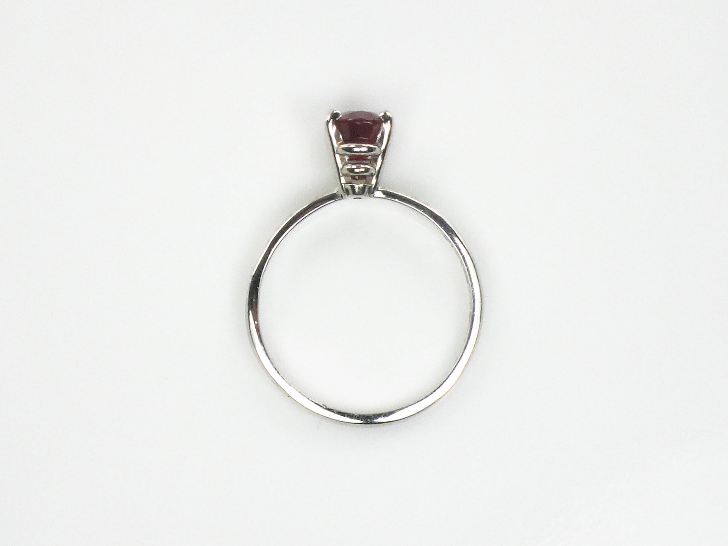 Estate 18k White Gold Oval Cut Ruby Solitaire Ring, Approx. 1.5 Carat Ruby Engagement Ring Size 9