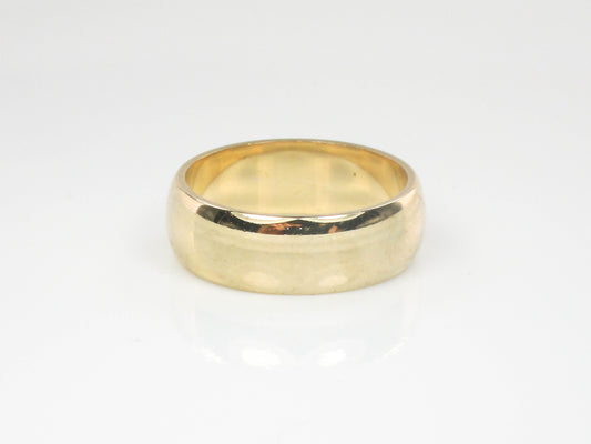 Vintage 14k Yellow Gold Plain Polished Wedding Band - 6.7 MM Wedding Ring - Size 7.5