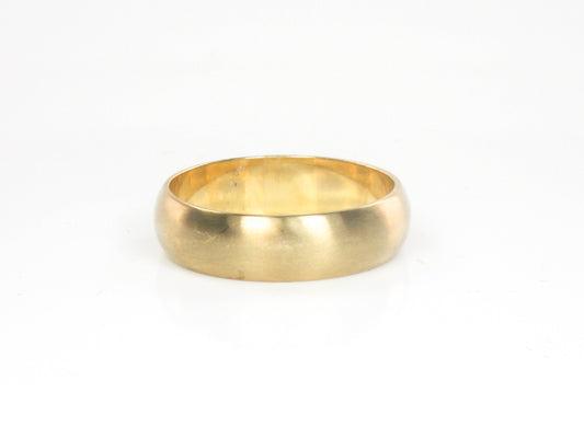 Estate 14k Yellow Gold Brushed Finish Wedding Band - 6 MM Wedding Ring - Size 10.75