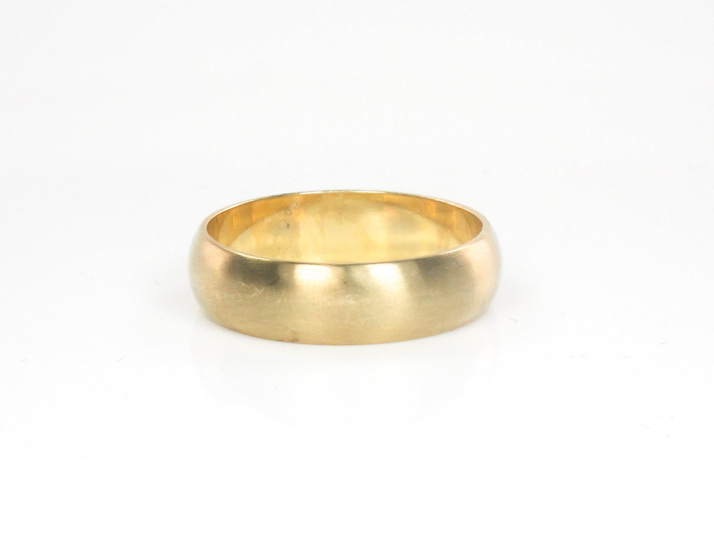 Estate 14k Yellow Gold Brushed Finish Wedding Band - 6 MM Wedding Ring - Size 10.75