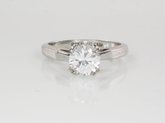 Vintage Sterling Silver Round White Topaz Solitaire Engagement Ring, Size 6