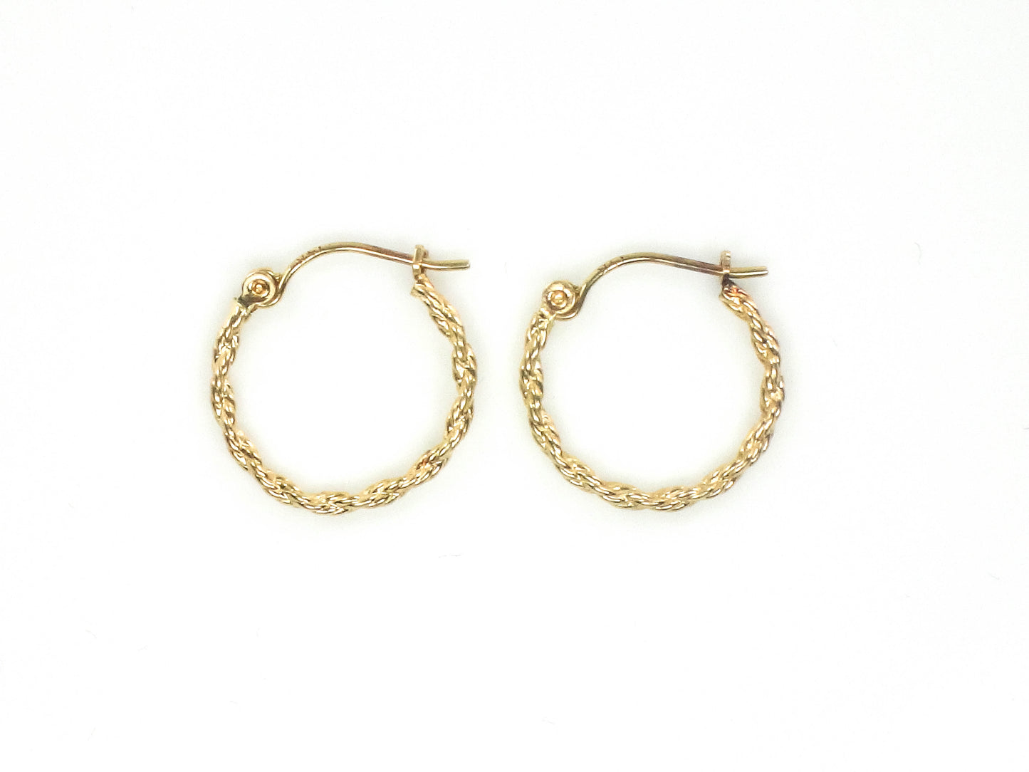 Vintage 14k Yellow Gold Small Twisted Circle Hoop Earrings