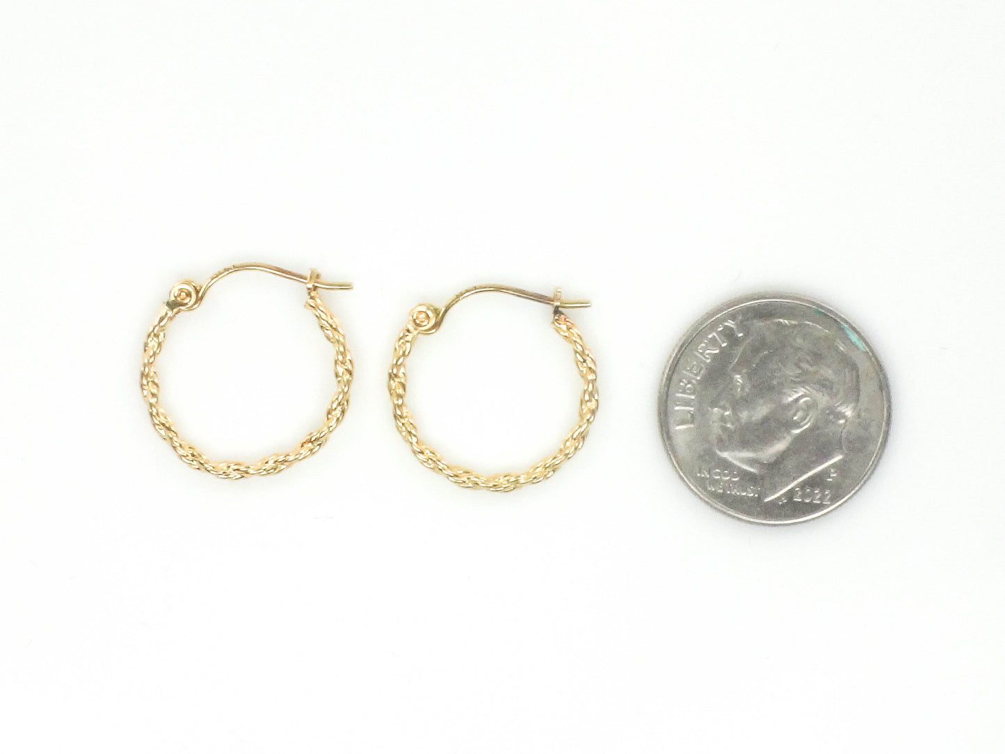 Vintage 14k Yellow Gold Small Twisted Circle Hoop Earrings