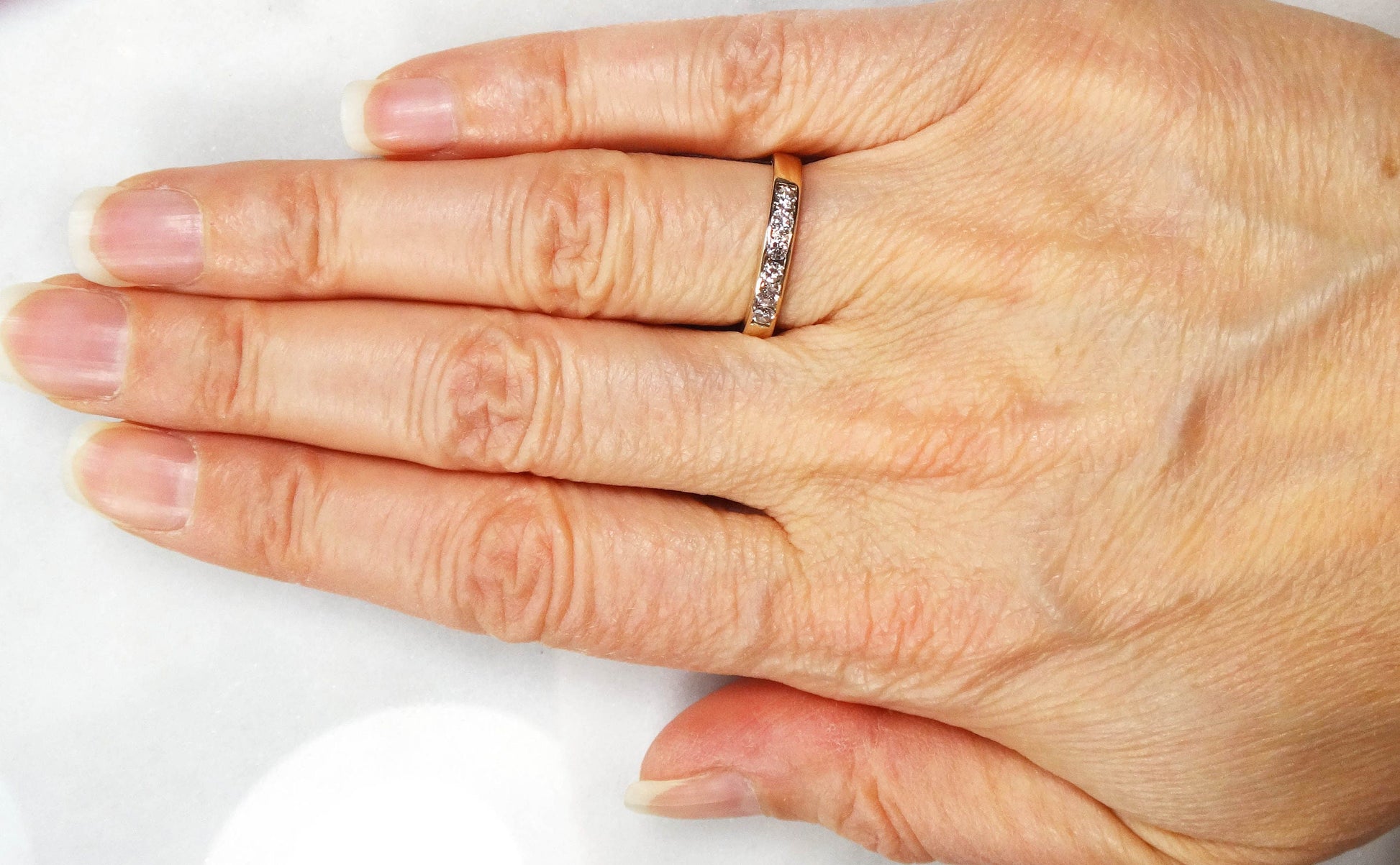 Vintage 14k Yellow Gold Diamond Wedding Band Natural Diamond Wedding Ring Over .25 Carats TDW Size 5.25