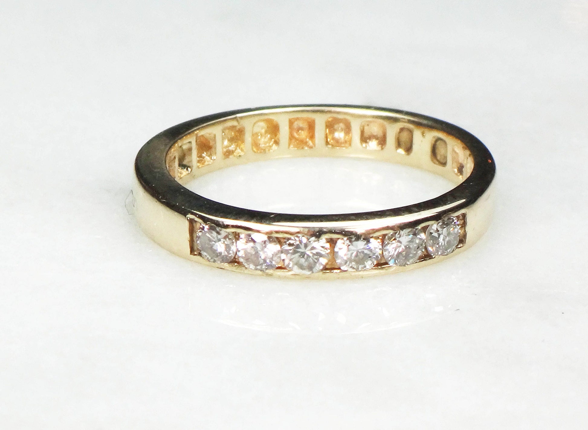 Vintage 14k Yellow Gold Diamond Wedding Band Natural Diamond Wedding Ring Over .25 Carats TDW Size 5.25