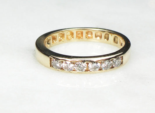 Vintage 14k Yellow Gold Diamond Wedding Band Natural Diamond Wedding Ring Over .25 Carats TDW Size 5.25