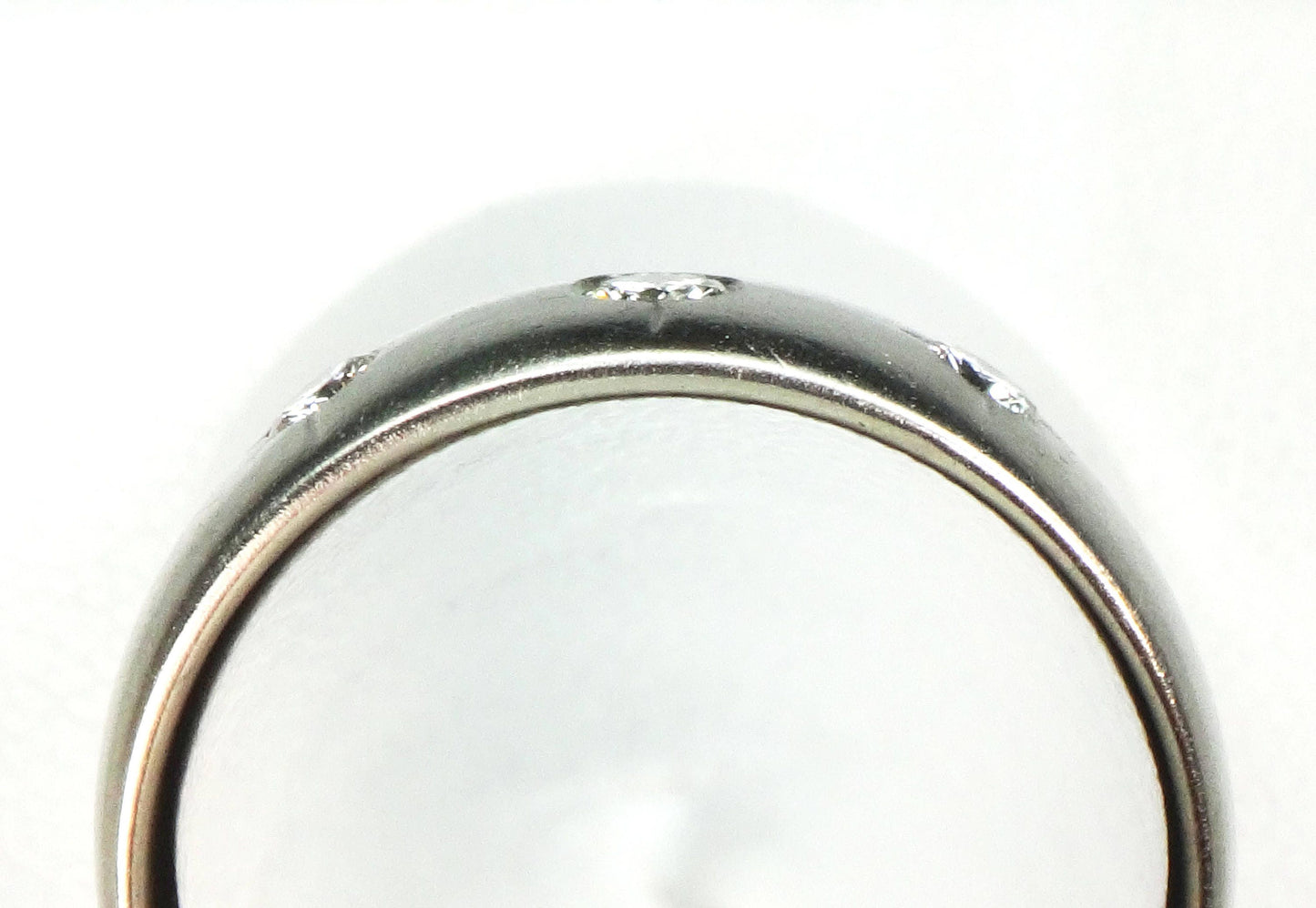 Vintage 14k Natural Diamond Wedding Band Gypsy Set Three Stone Diamond Ring White Gold Wedding Ring Size 9 1/2