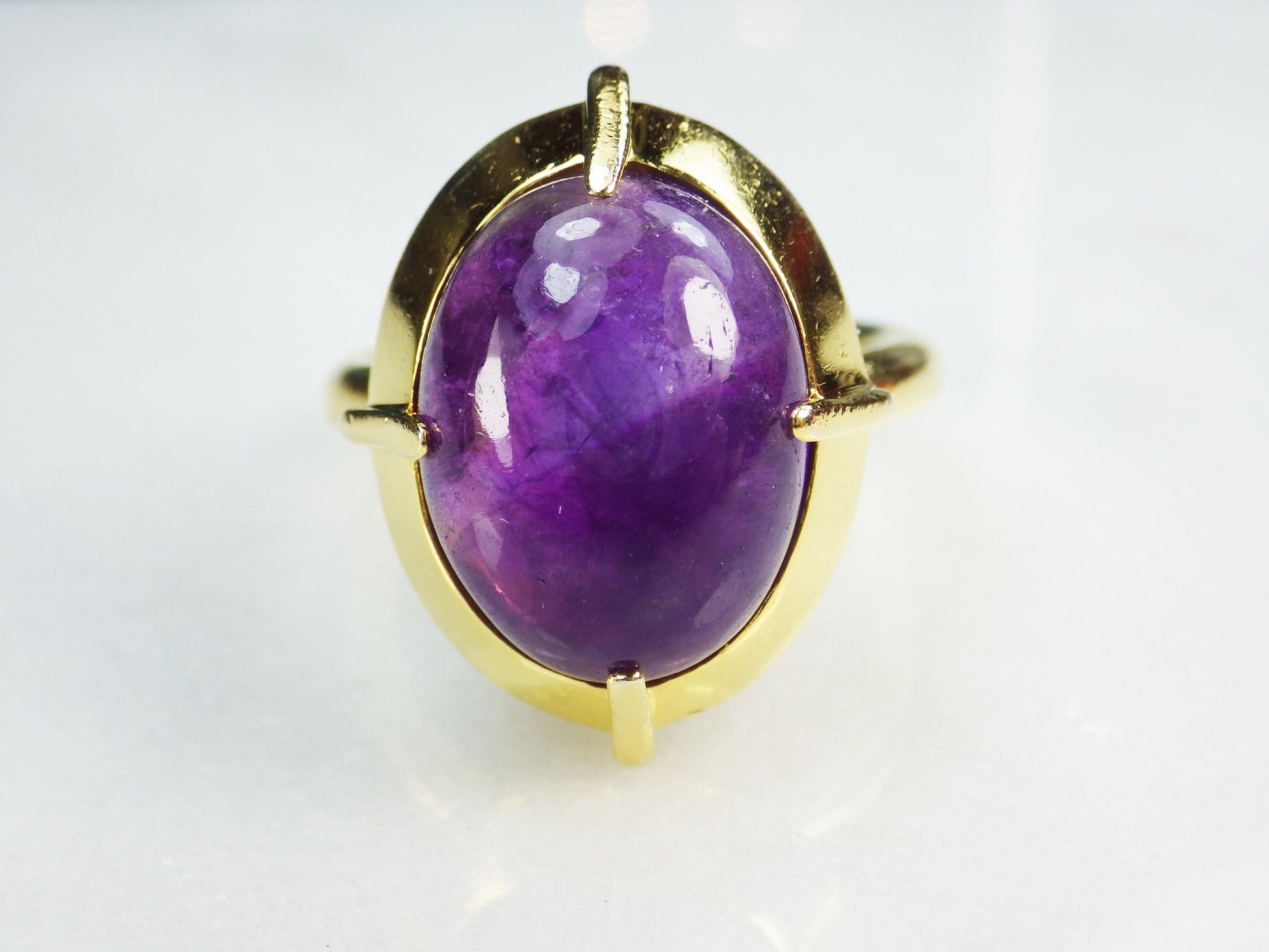 Vintage 14k Yellow Gold Natural Amethyst Ring Bishop's Ring - Metropolitan Museum Ring MMA