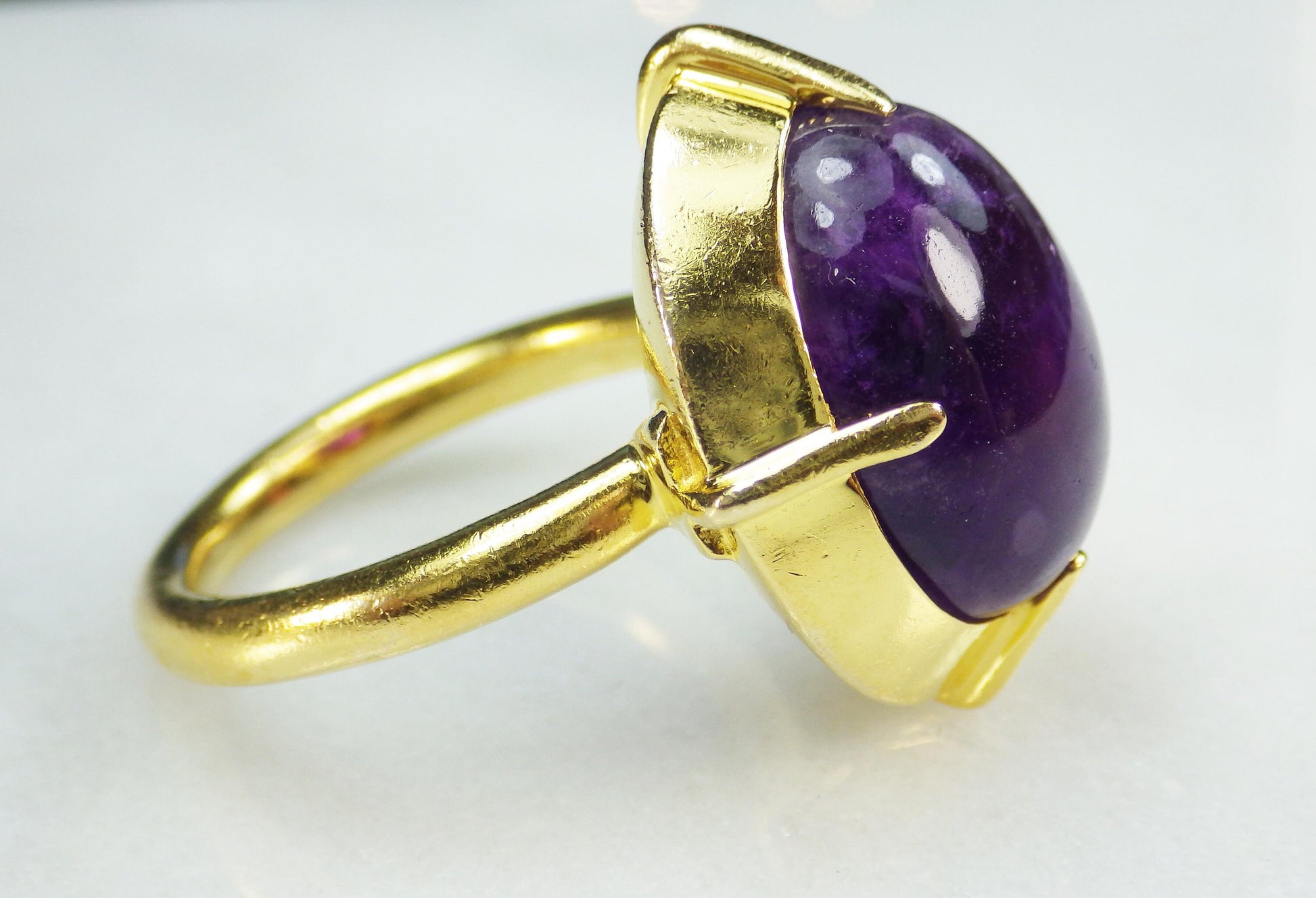 Vintage 14k Yellow Gold Natural Amethyst Ring Bishop's Ring - Metropolitan Museum Ring MMA