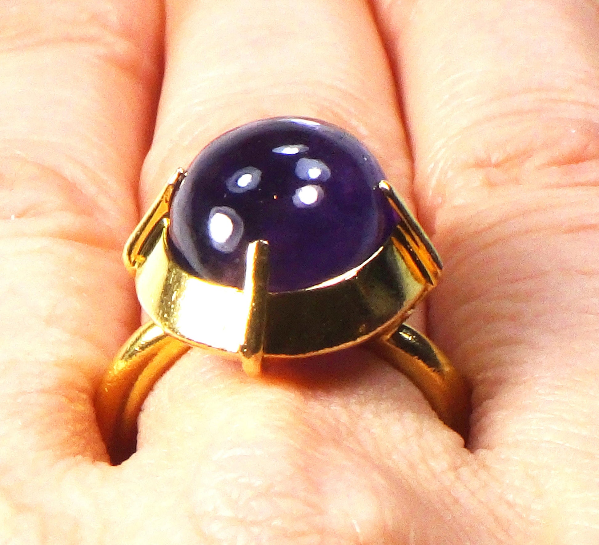 Vintage 14k Yellow Gold Natural Amethyst Ring Bishop's Ring - Metropolitan Museum Ring MMA