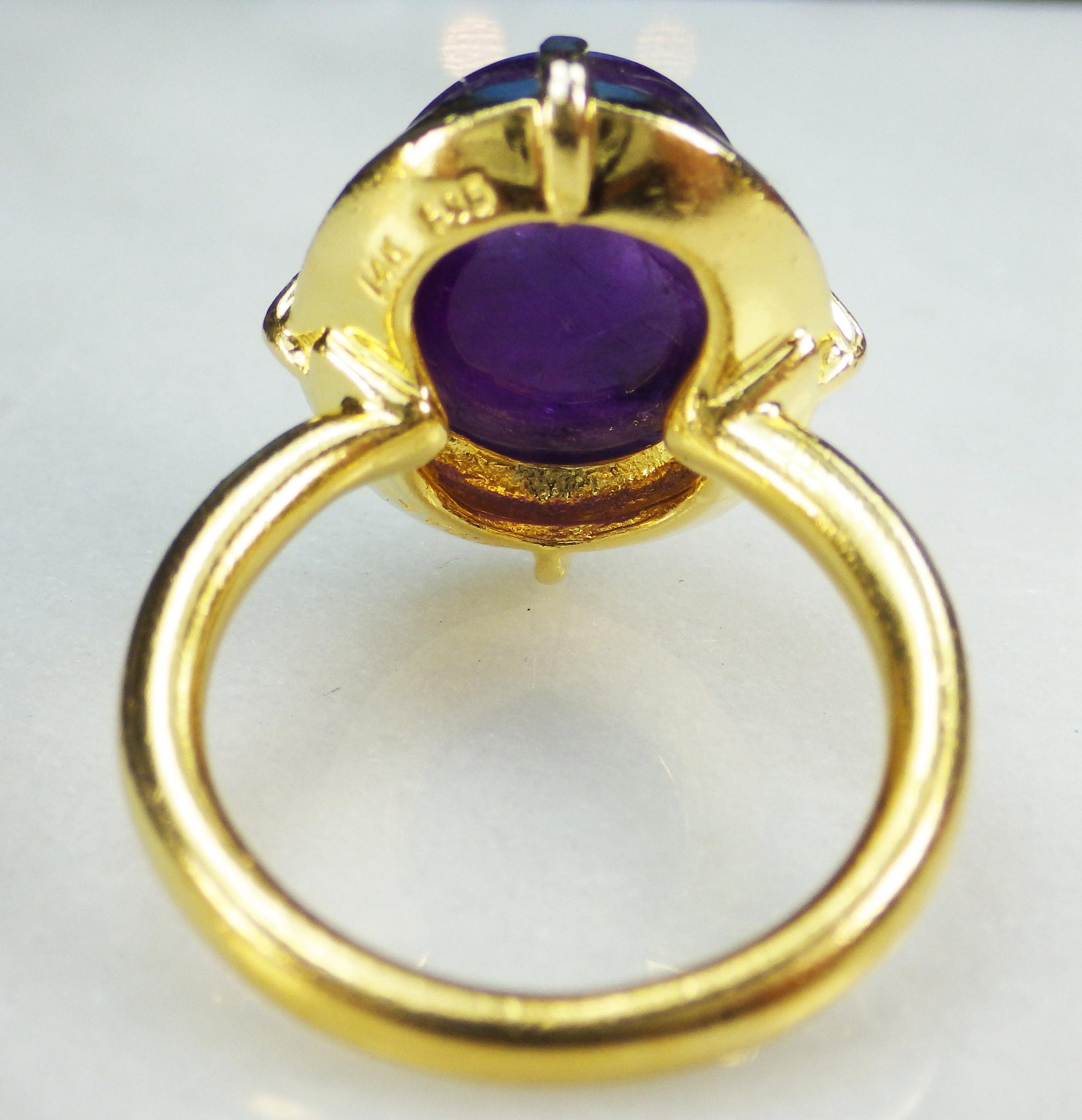 Vintage 14k Yellow Gold Natural Amethyst Ring Bishop's Ring - Metropolitan Museum Ring MMA