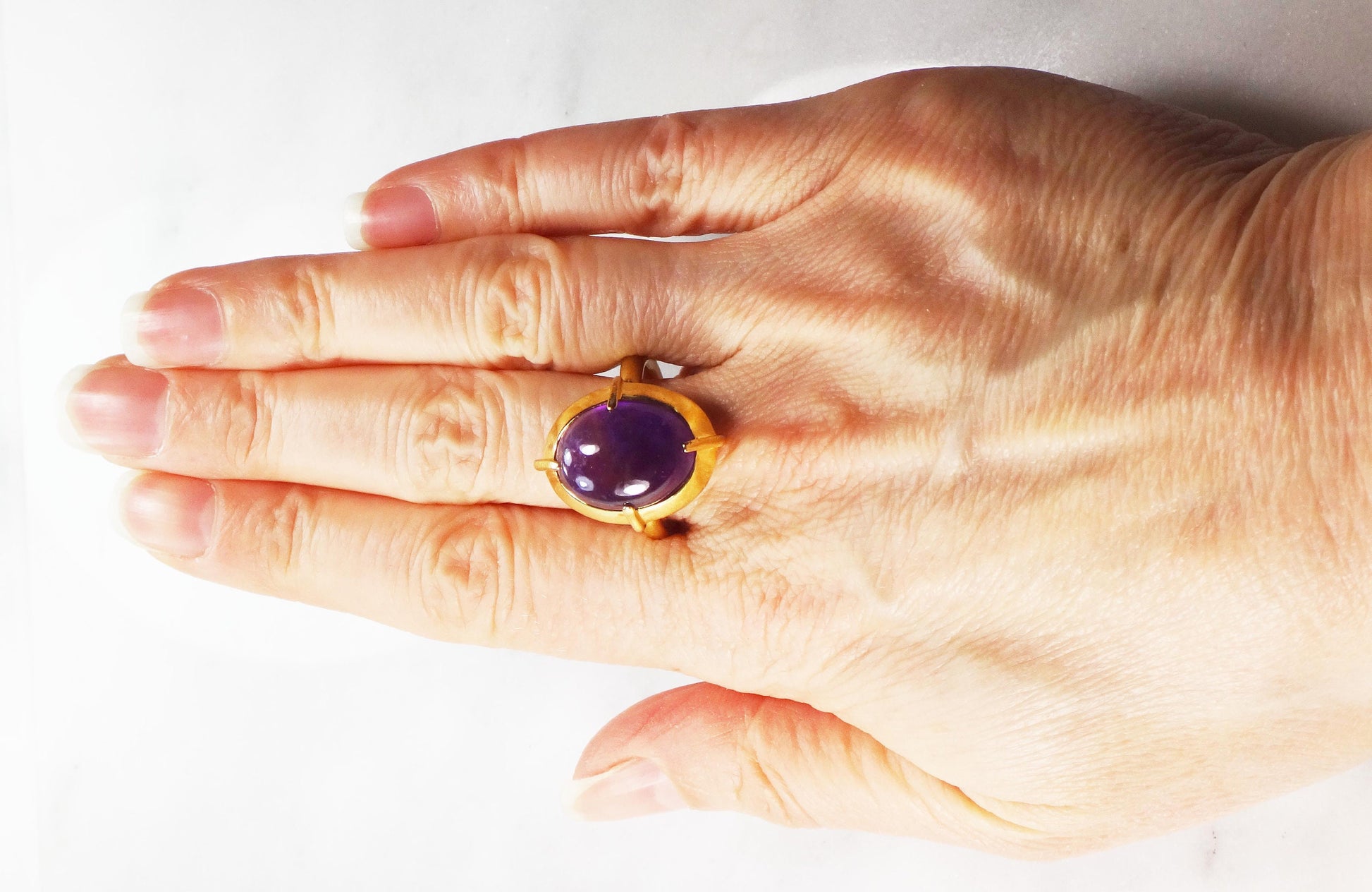 Vintage 14k Yellow Gold Natural Amethyst Ring Bishop's Ring - Metropolitan Museum Ring MMA