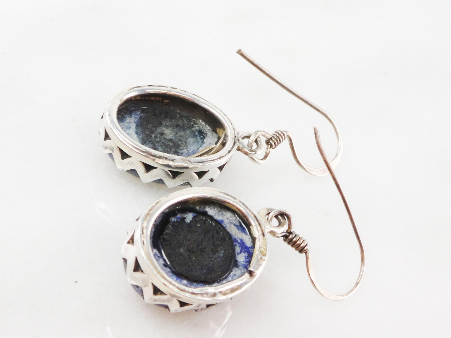 Vintage Sterling Silver Sodalite Dangle Earrings: Blue Stone Jewelry